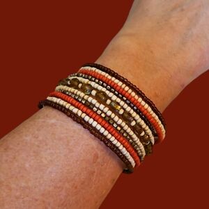 Vintage Glass Beaded Ethnic Wrap Bracelet
